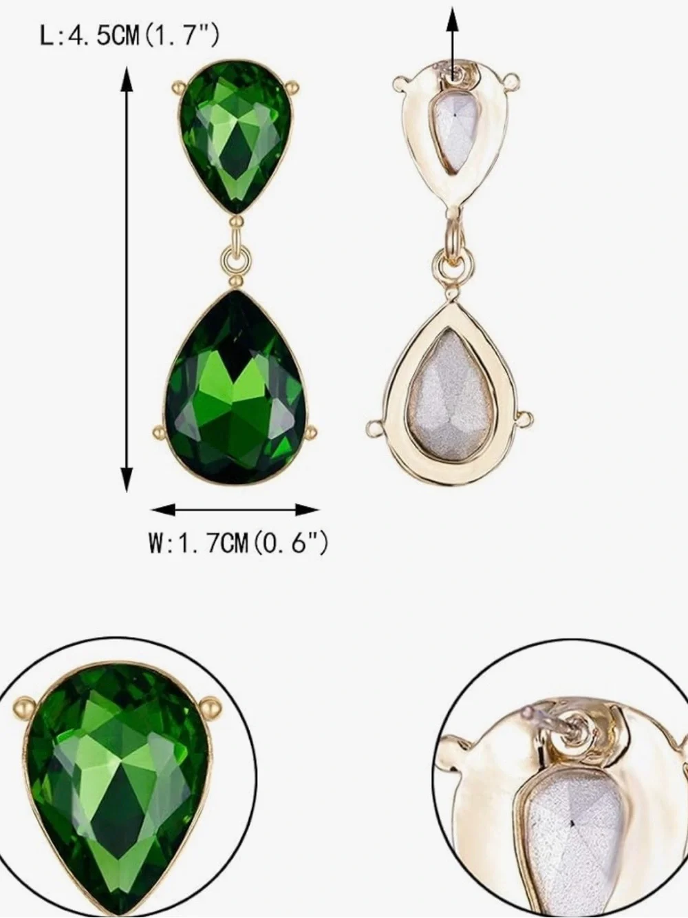 Green Teardrop Double-Drop Earrings